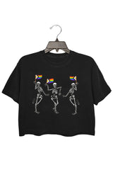 Pride skeleton LGBT Crop Tee For Women