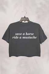 Save A Horse Ride a Mustache Crop Top For Women