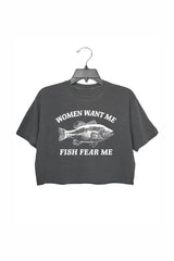 Women Want Me Fish Fear Me Crop Top For Women