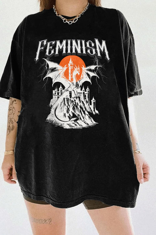 Feminism Dragon Castle Tee For Wpmen