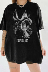 Vintage Dragon Feminism T-Shirt For Women