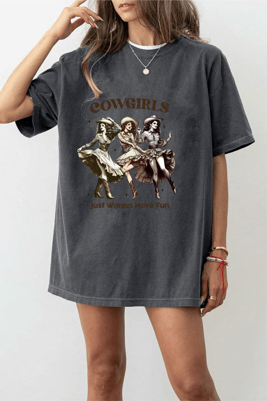 Cowgirls Just Wanna Have Fun Retro Western Cowgirl Women T-shirt
