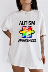 Autism T Shirts for Women Autistic Awareness Shirts Puzzle Piece Graphic Tees Casual Autism