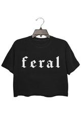 Feral gothic font Crop Top For Women