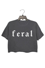 Feral gothic font Crop Top For Women