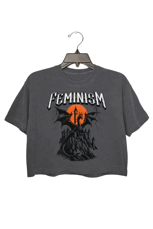 Feminism Dragon Castle Crop Top For Wpmen