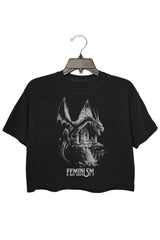 Vintage Feminism Dragon Fantasy Crop Tee For Women