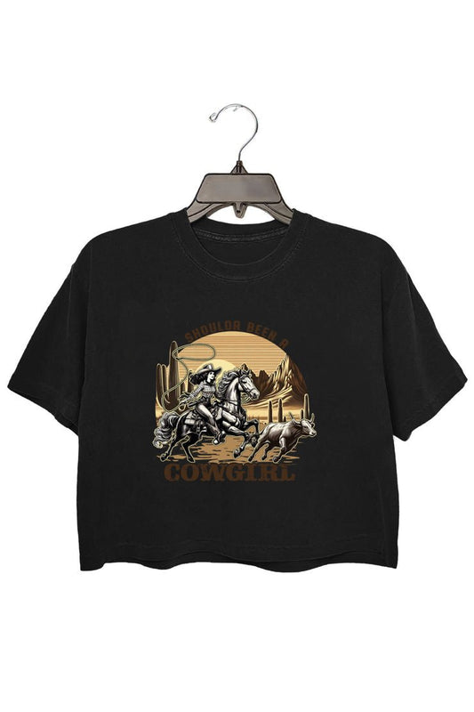 Shoulda Been a Cowgirl Crop Tee For Women