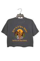 with an old soul crop tee for women