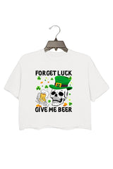 Skeleton Leprechaun Beer Lover Tee, St Patrick's Day Crop tee For Women