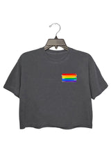 BASTU Gay Pride Flag Cotton Crop Top For Women