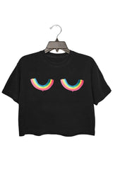 Rainbow Titties Lgbt Queer Crop Tee For Women
