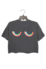 Rainbow Titties Lgbt Queer Crop Tee For Women