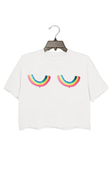 Rainbow Titties Lgbt Queer Crop Tee For Women