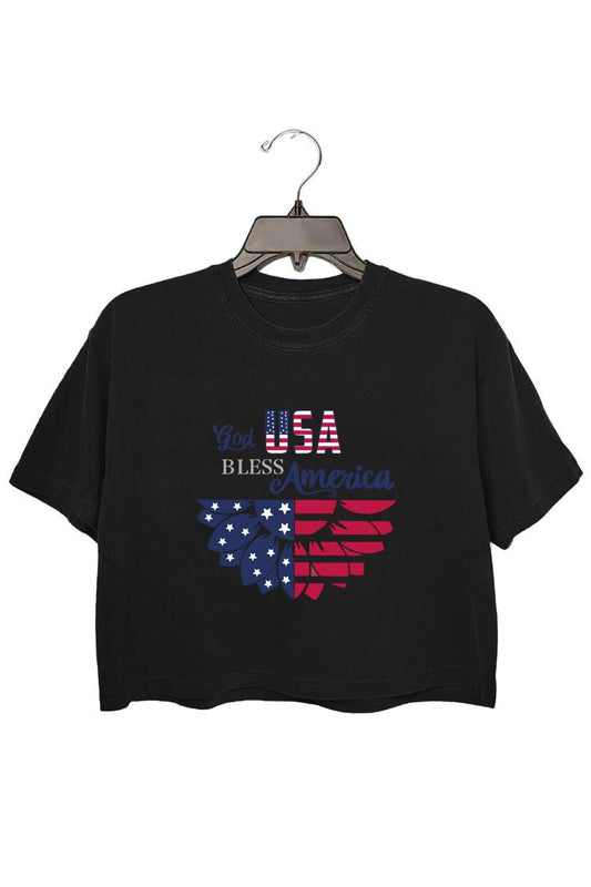 Patriotic US Flag Sunflower God Bless America Premium T-Shirt