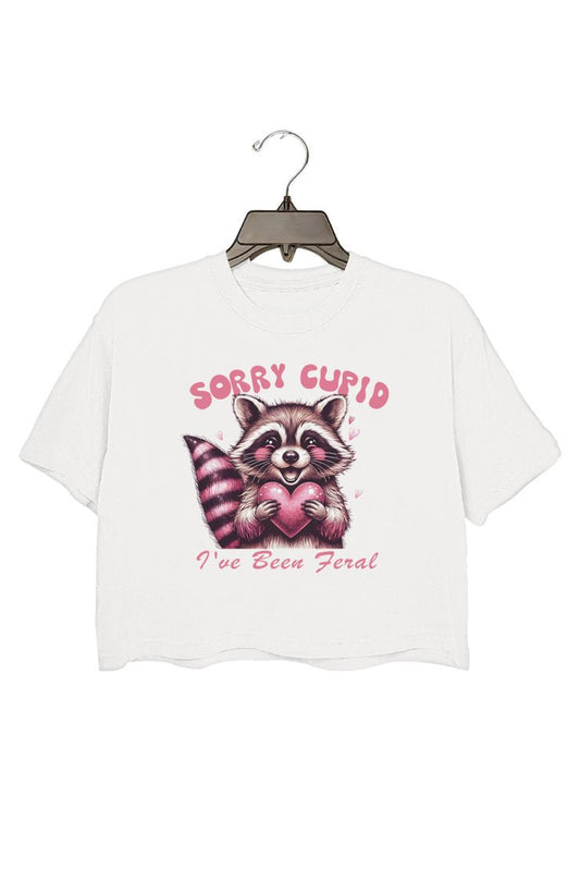 Sorry Cupid, I've Been Feral Crop Tee For Women