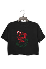 Christmas Crop Tee/crewneck, Resting Grinch Face, Funny Holiday Season, Merry Christmas