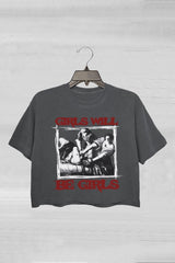 Girls Will Be Girls Black Metal Crop Tee