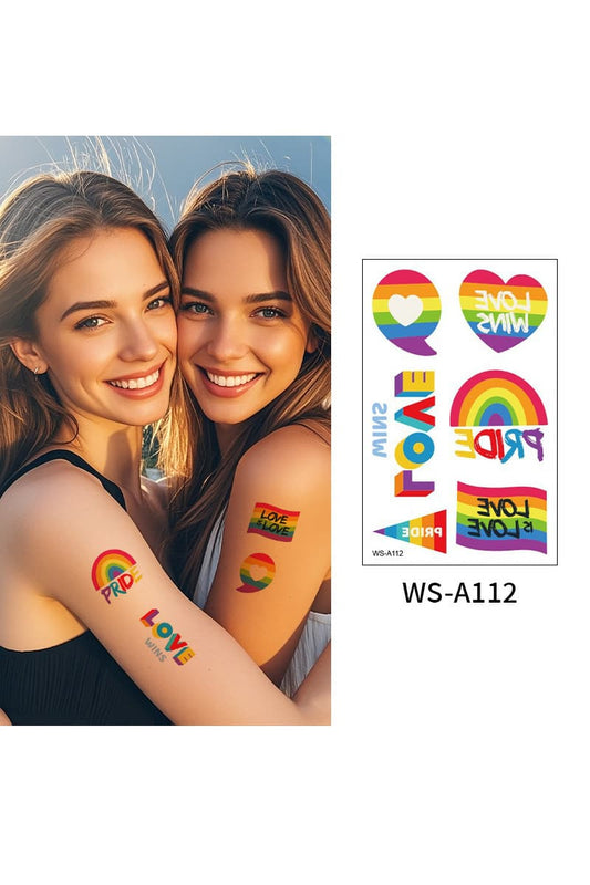 Happy Pride Day Temporary Tattoo Rainbow Flag Love is Love Wins Proud of Love Body Waist Arm Neck Tattoo Sticker