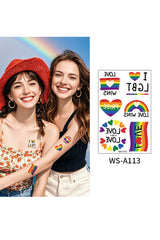 Happy Pride Day Temporary Tattoo Rainbow Flag Love is Love Wins Proud of Love Body Waist Arm Neck Tattoo Sticker