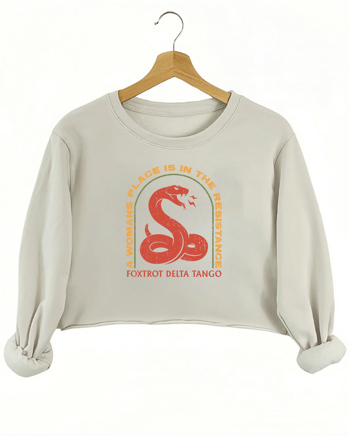 A Woman's Place Is In The Resistance Crop Sweatshirt For Women