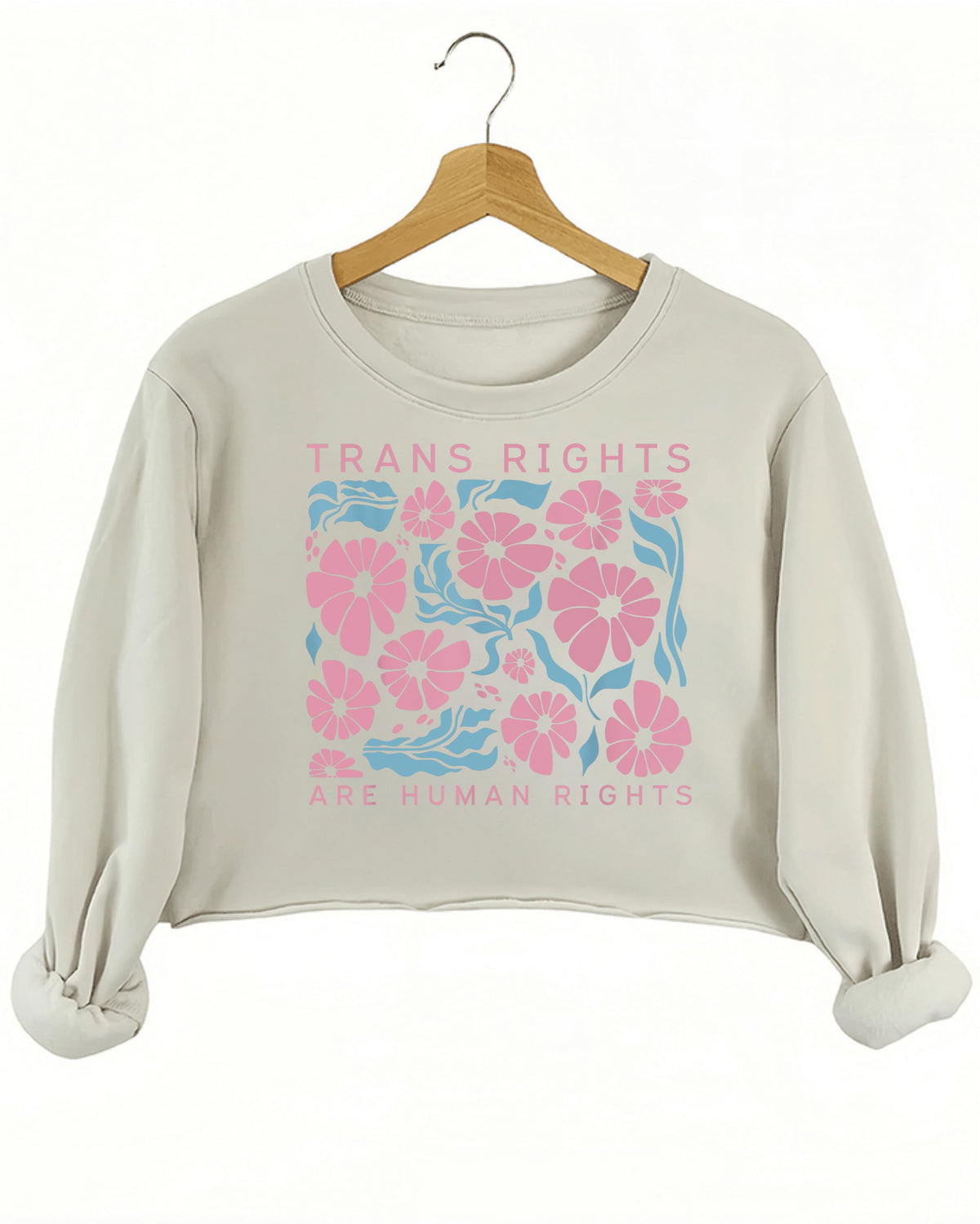 Trans Rights Are Human Rights Crop Sweatshirt