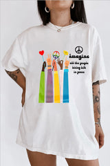 Imagine all the people living life in peace tee for women