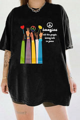 Imagine all the people living life in peace tee for women