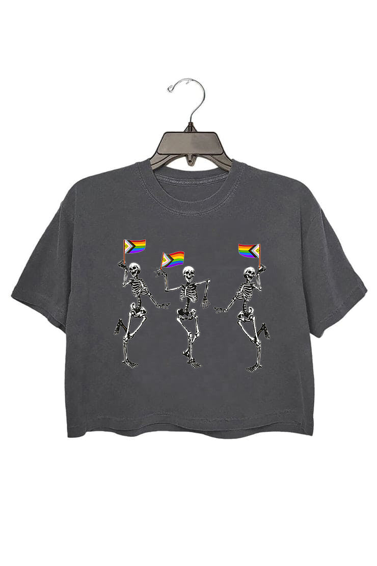 Pride skeleton LGBT Crop Tee For Women