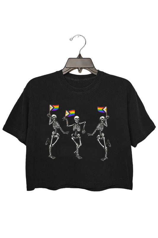 Pride skeleton LGBT Crop Tee For Women