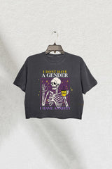 Pride Genderqueer Skeleton I Dont Have a Gender Crop Tee For Women