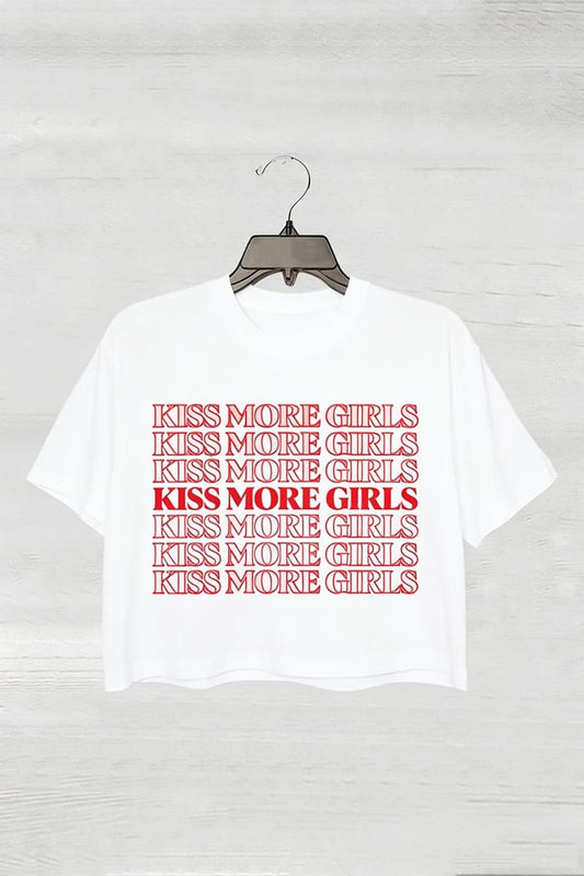 LGBTQ Kiss More Girls Gay Pride Crop Tee For Women