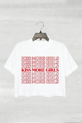 LGBTQ Kiss More Girls Gay Pride Crop Tee For Women