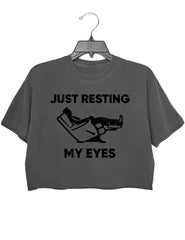 JUST RESTING MY EYES CROP TEE FOR WOMEN