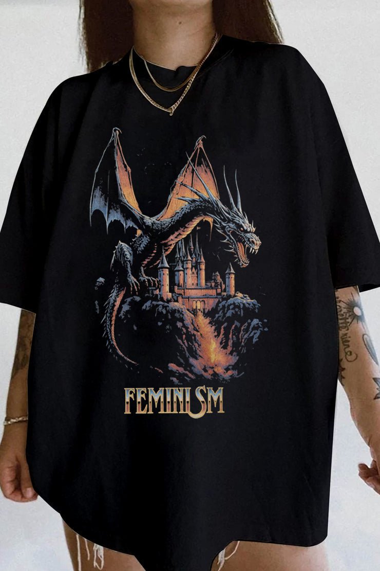 Feminism Dragon Fantasy Tee For Women