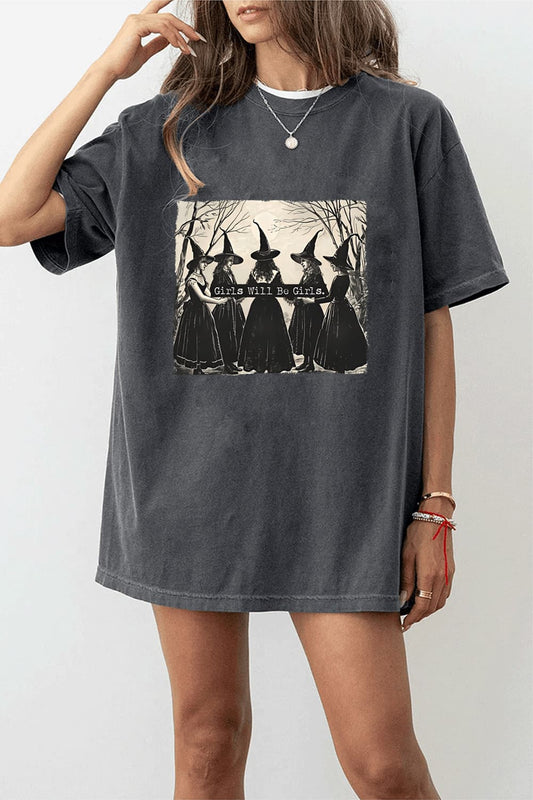 Girls Will Be Girls Halloween Witch T-Shirt For Women