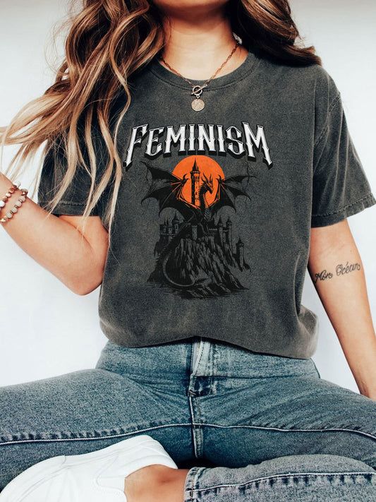 Feminism Dragon Castle Tee For Wpmen