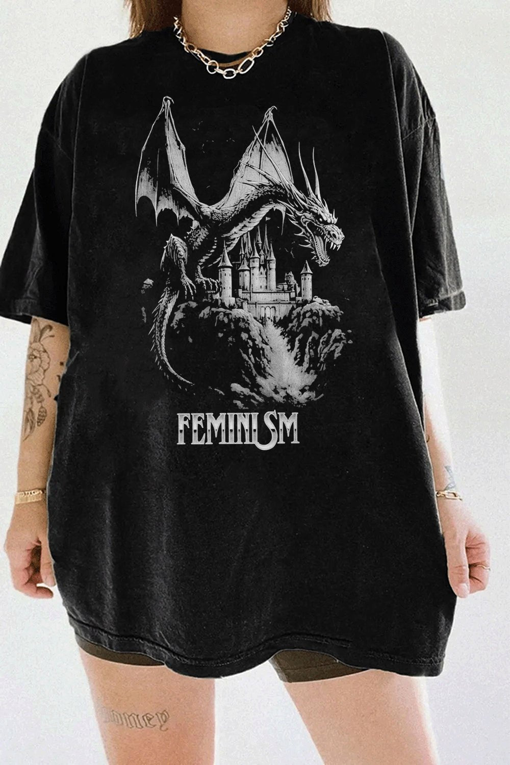 Vintage Dragon Feminism T-Shirt For Women