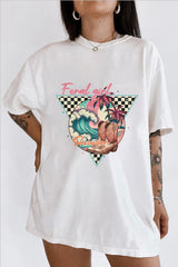 Summertime Y2K Baby Tee, Palm Tree and Flowers Cropped Top, Retro Design, Trendy Tee, Gift For Her, Graphic Womens Crop Tee, 90s Vibe Shirt