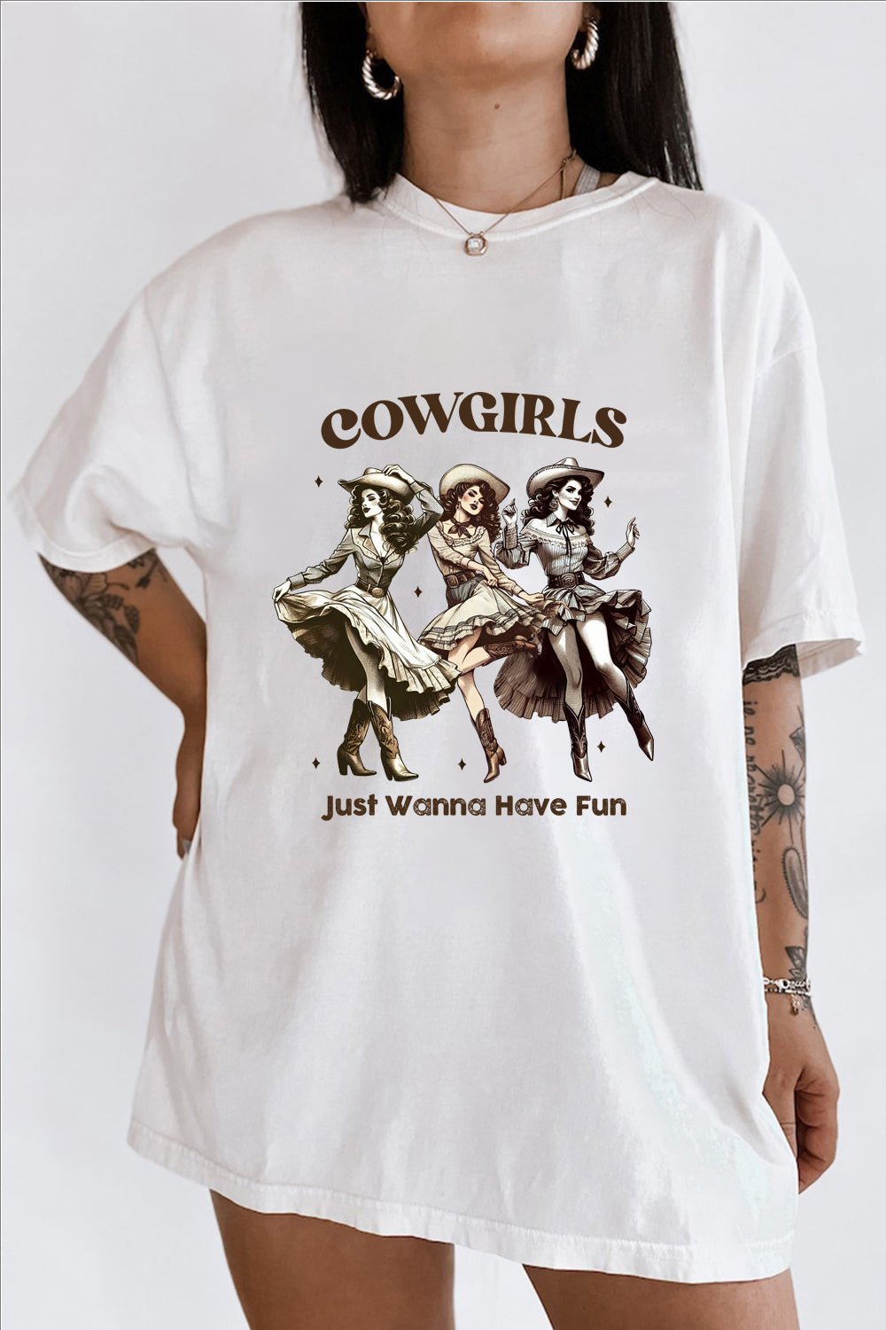 Cowgirls Just Wanna Have Fun Retro Western Cowgirl Women  T-shirt