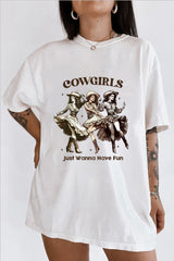 Cowgirls Just Wanna Have Fun Retro Western Cowgirl Women  T-shirt