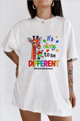 Its Ok To Be Different Autism Awareness Cute Giraffe Animal Women Graphic Tee