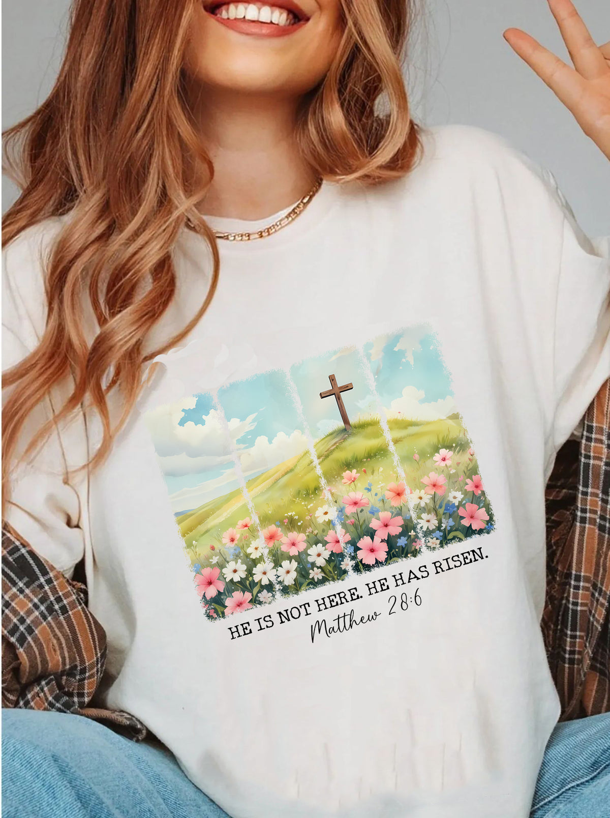 He is not here he has risen Tee for women