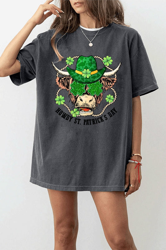 Highland Cow Shamrock Irish Leopard Happy St Patrick's Day Premium T-Shirt