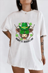 Highland Cow Shamrock Irish Leopard Happy St Patrick's Day Premium T-Shirt