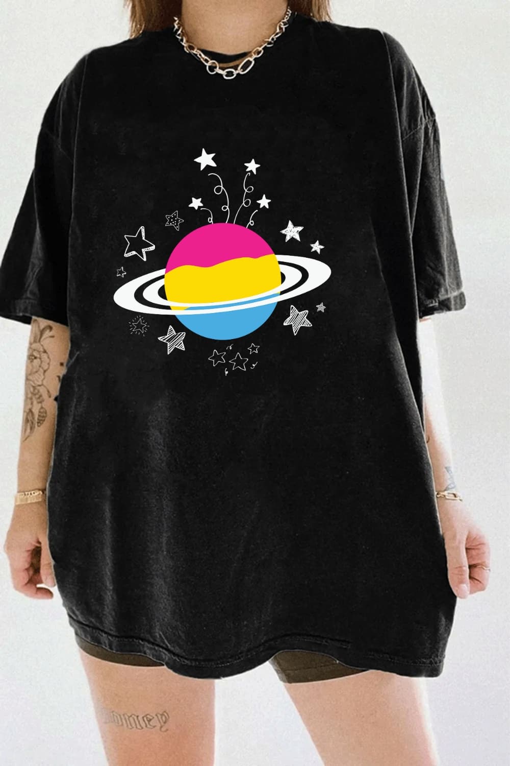 Pansexual Pride Outer Space Planet Aesthetic T-Shirt