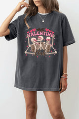 anti valentine's day club print t shirt casual short sleeve