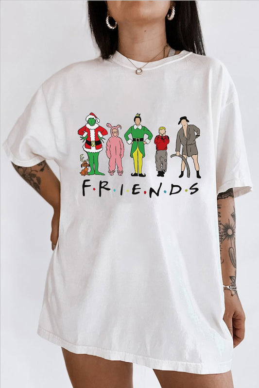 Friends Crewneck Christmas Graphic Shirt For Women