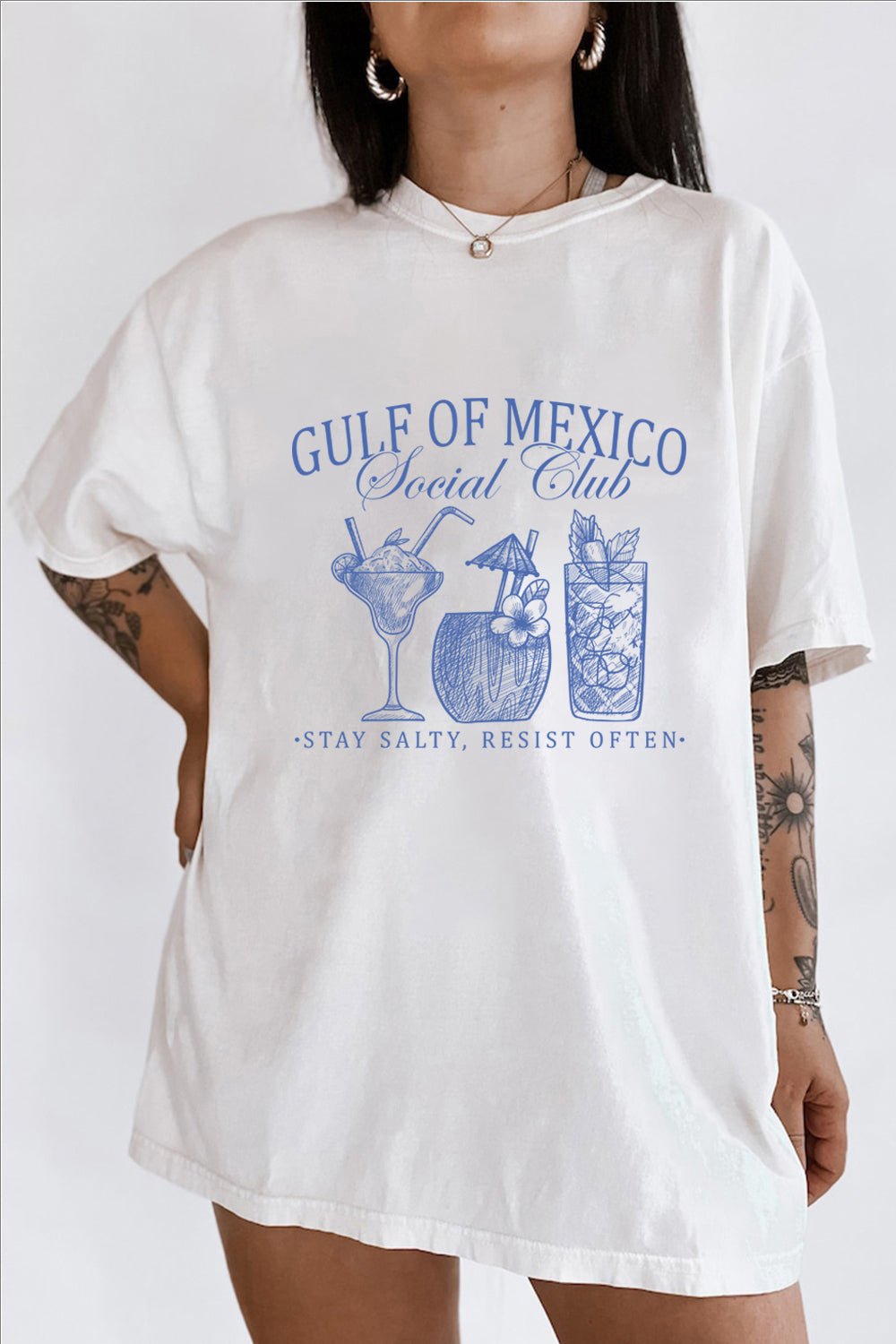 GULF OF MEXICO STAY SALTY RESIST OFTEN T-SHIRTS FOR WOMEN