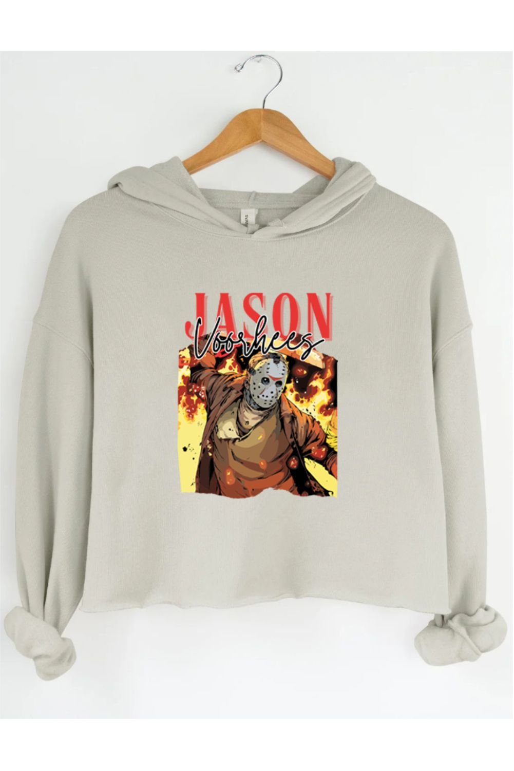 Horror Movie Michael and Jason Heart Hands Crop Hoodie  For Women